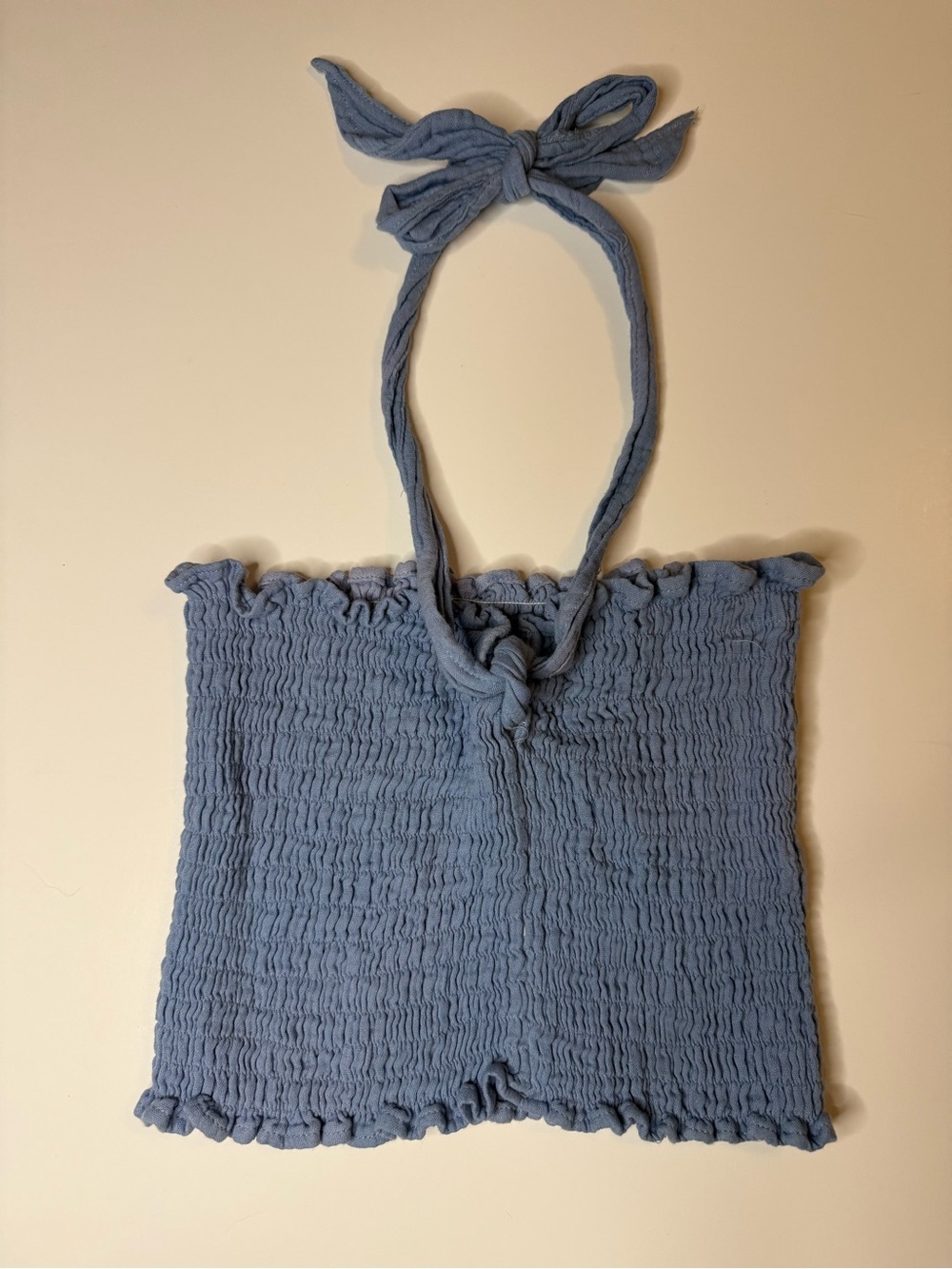 Lotus & Luna Blue Smocked Halter Tank Top - Vintage-Inspired